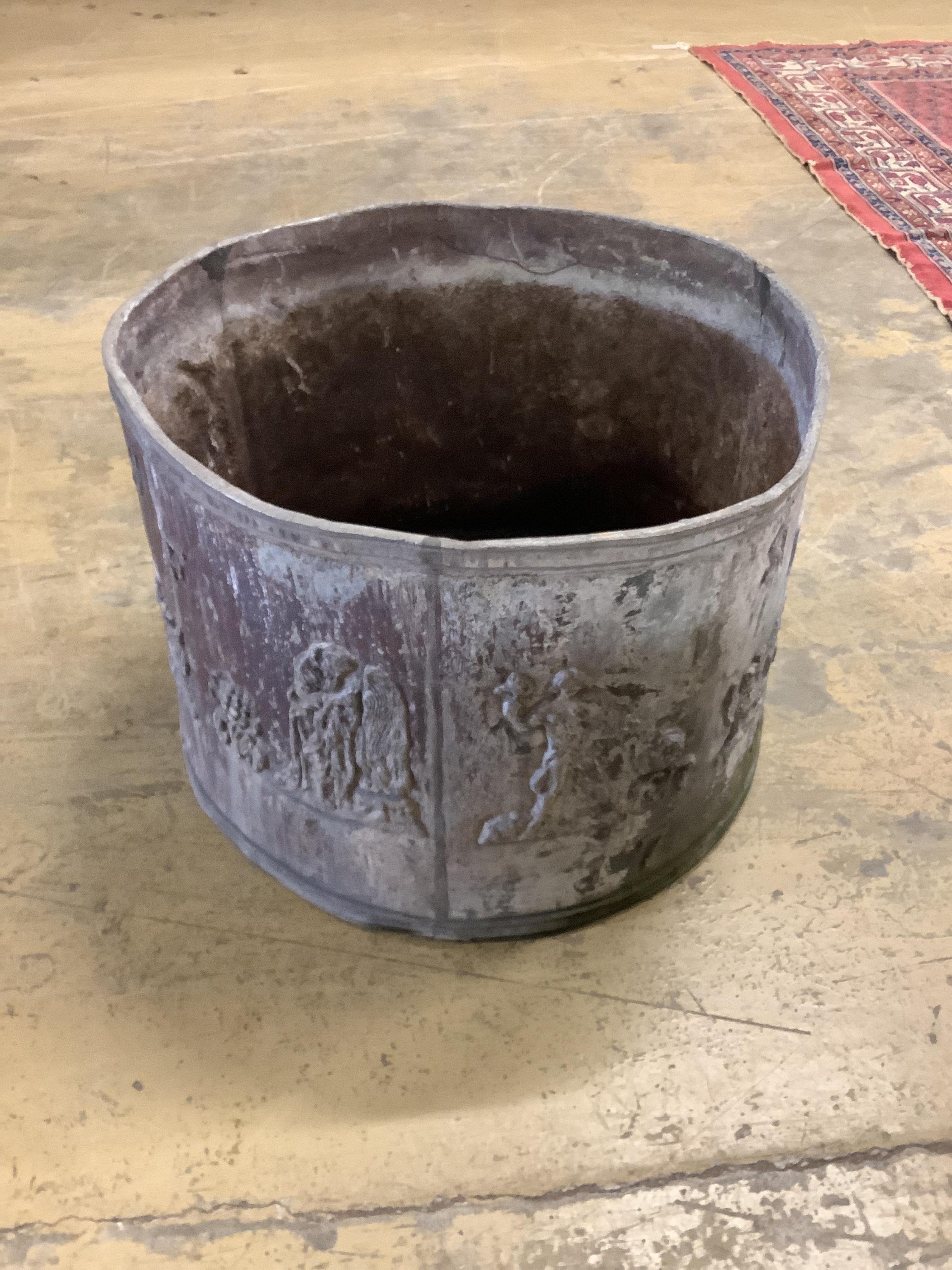 A Georgian circular lead planter, diameter 63cm, height 46cm. Condition - fair